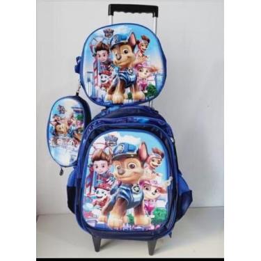 Imagem de Kit Mochila Escolar Com Rodinhas Infantil Menino Patrulha Canina 3D - 