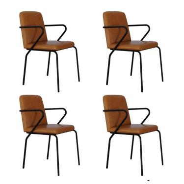 Imagem de Cadeira Bloom Fixa C-4 Pes C-braco 490x580x850 Mm C-4 Un Courino Caramelo Courino Caramelo