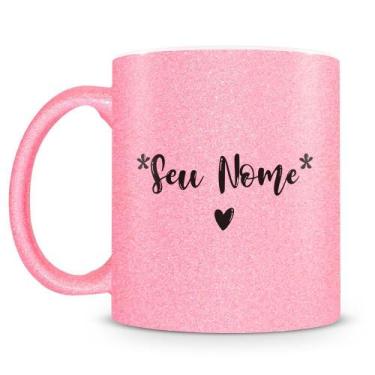 Imagem de Caneca Glitter Rosa Personalizada com Nome - 325ml - Amo Canecas