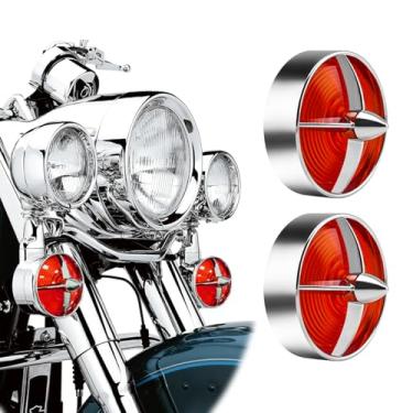 Imagem de VINTGMT Lentes vermelhas turbo de 9,5 cm de seta para motocicleta, pacote com 2, capas para lentes traseiras para Harley Softail Street Road Glide Fat Boy, Sportster, Dyna Deluxe (vermelho)