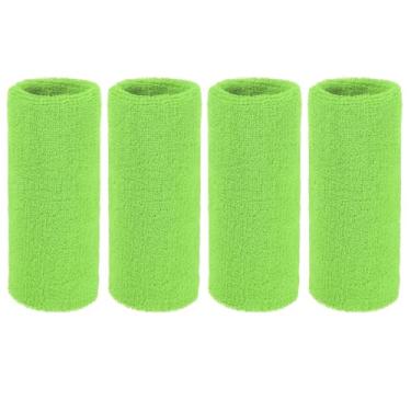 Imagem de YELARXI Pulseiras de suor, pulseiras para esportes de suor 15 x 7,6 cm e pacote com 4 e verde claro - adequado para (tênis/basquetebol/futebol/corrida/malhar/homens e mulheres)