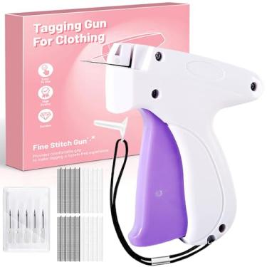 Imagem de JETAOYA Pistola de etiquetagem portátil para roupas, pistola de micro costura para roupas, kit de mini pistola de costura com 6 agulhas, 1000 fixadores pretos e 1000 brancos, fixador rápido de roupas