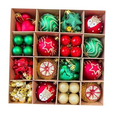 Imagem de Fancyes Conjunto de 64 bolas de Natal para decoração, enfeites, lembrancinhas, artesanato, centros de mesa DIY, decoração natalina brilhante para pendurar em, Style F