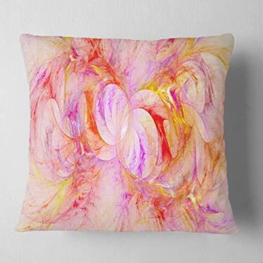 Imagem de Designart Red Yellow Fractal Glass Texture' Abstrato Throw Sala de estar, sofá, enchimento de almofada de alta qualidade + capa de almofada impressa em ambos os lados 66 x 66 cm