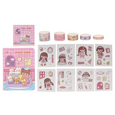 Imagem de Conjunto de adesivos de papel japonês bonito desenho animado impressão transparente conjunto de adesivos artísticos para manual diário envelope decoração multiuso adorável padrão (Tipo 1)