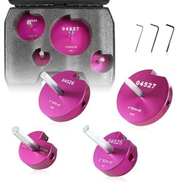 Imagem de Kit de alargador de tubo de PVC 4 peças 1-1/5.1 cm, 5.1 cm, 7.6 cm, 10.2 cm para SCH 40 CPVC e acessórios de plástico ABS – Serve para brocas de 1/5.1 cm com eixo hexagonal de 0,9 cm – Ideal para