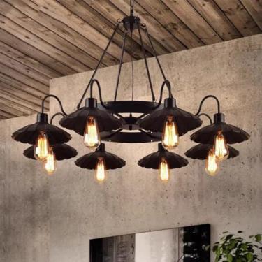 Imagem de Luminária pendente vintage industrial com LED, estilo americano, ideal para sala de estar, restaurante, quarto, casa de campo, loft, loja de roupas, café, bar, casa de família (8 lâmpadas).