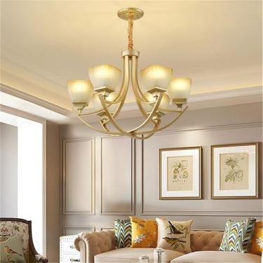 Imagem de Lustre retrô americano com LED, estilo europeu, luxuoso, para sala de estar, restaurante, quarto, escritório, casa de campo, hotel, café, escada (FA 6 lâmpadas)