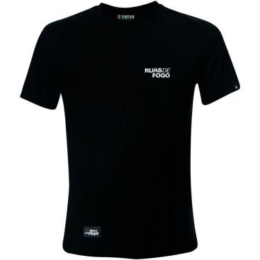 Imagem de Camiseta Internacional Casual Ruas de Fogo Gigante Preta Masculina-Masculino