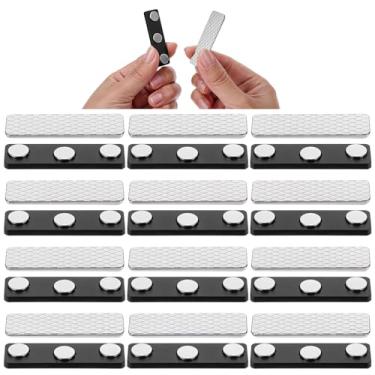 Imagem de Heclia 12 pares de fechos de cortina magnéticos, adesivos fortes, acessórios para persianas horizontais, design seguro de duas peças para privacidade doméstica, porta-crachás, fácil instalação