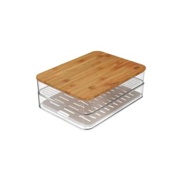 Imagem de Porta Frios Duplo Com Tampa Em Bambu Clear Fresh 20,5x15,5cm Ou