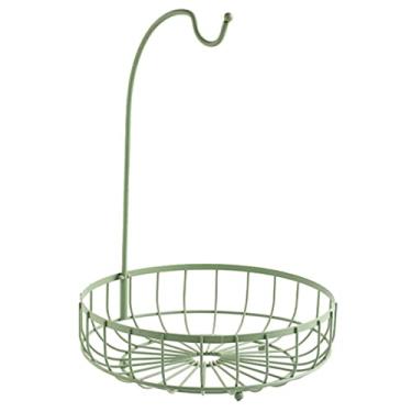 Imagem de Cesta de frutas Cestas de armazenamento de frutas cesta de armazenamento de frutas de ferro bandeja de servir tigela de frutas com cabide de banana lanches domésticos suporte de sobremesa cozinha
