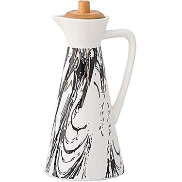 Imagem de 3FLQOOPP Garrafa dispensadora de azeite de oliva, garrafa de óleo de cerâmica, grande garrafa dispensadora de azeite de oliva com tampa de vedação à prova de vazamento, recipiente dispensador de
