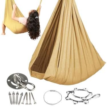 Imagem de Espreguiçadeira infantil, suporte elástico, confortável, rede de acampamento portátil, para crianças, meninos, meninas, quarto, varanda, jardim, acampamento, gramado, varanda