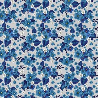 Imagem de Papel De Parede Flores Floras Azul Auto Colante Sala Quarto - LRP