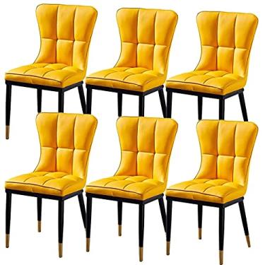 Imagem de Conjunto de 6 cadeiras de jantar, cozinha, sala de jantar, móveis, cadeiras de jantar, conjunto de 6 cadeiras laterais modernas para sala de estar com almofada de poliuretano e pernas de metal