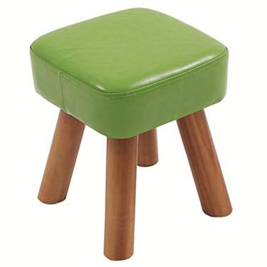 Imagem de Banqueta estofada para adultos banco de sapatos de couro sintético esponja grossa sofá banco de madeira maciça rolamento de armazenamento empilhável 100 kg (cor: verde, tamanho: 282832 cm)