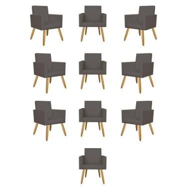 Imagem de Kit 10 Poltronas Decorativa Recepção Courino courino Cinza