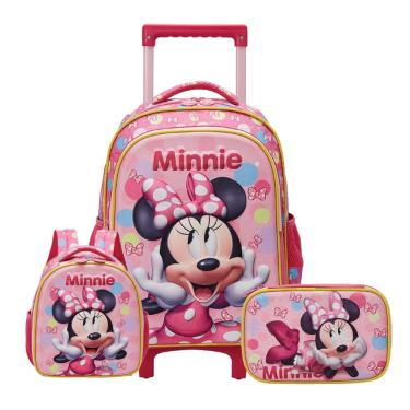 Imagem de Mochila de Rodas Lancheira Térmica Estojo Box Minnie Disney