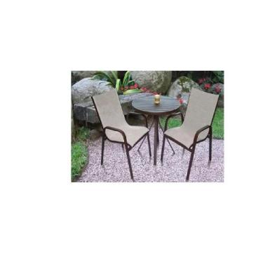 Imagem de Kit 2 Cadeiras Lótus E Mesa Ripada Jogo De Varanda Piscina - Sarah Móv