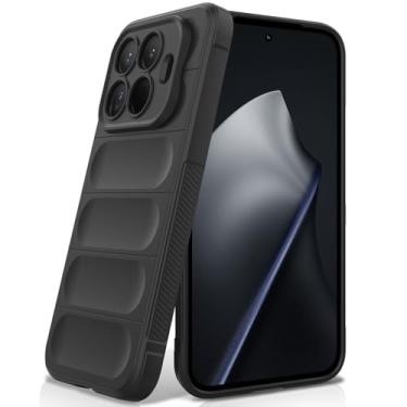 Imagem de BonYonka Capa de silicone para Xiaomi 15T Pro, forro de microfibra antiarranhões, capa à prova de choque com proteção para câmera, preta