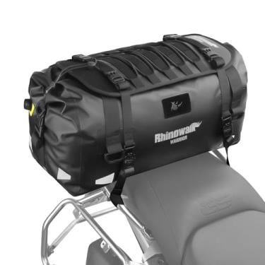 Imagem de Rhinowalk Bolsa para selim de motocicleta 40 L – Bolsa traseira impermeável para assento traseiro com painel de expansão, sistema MOLLE e transporte de mochila