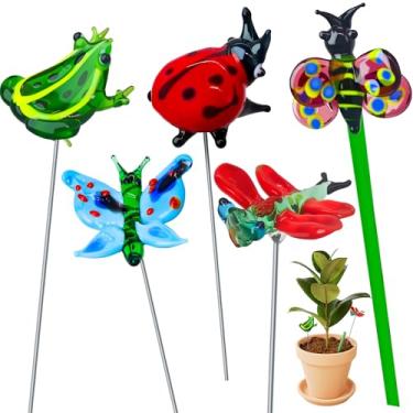 Imagem de KFPSHLQE 5 peças de flor de vidro soprado à mão, flores artificiais, flor de cristal, para o dia das mães, presente de dia dos professores, decoração de casamento. (insetos)