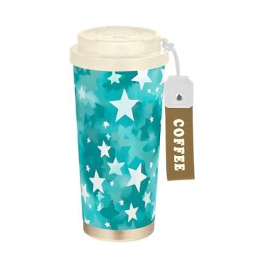 Imagem de SEHANY Caneca de viagem Galaxy Starry Sky de viagem de 500 ml Copos de café reutilizáveis revestidos de cerâmica com tampa à prova de vazamento, parede dupla, isolamento a vácuo, copo de café de aço
