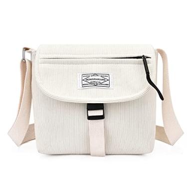 Imagem de Bolsa feminina pequena bolsa de mão elegante bolsa feminina de veludo cotelê Hobo bolsa fashion bolsa tiracolo bolsa bolsa de mão (grande, off-white)