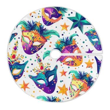 Imagem de Blueangle Saia de poliéster macio com estampa de máscaras de carnaval de 118 cm para decoração de carnaval (44)