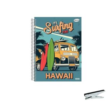 Imagem de Kit Caderno Masculinos 1 Matéria Capa Dura com 96 Folhas e Grampeador Alicate HP45