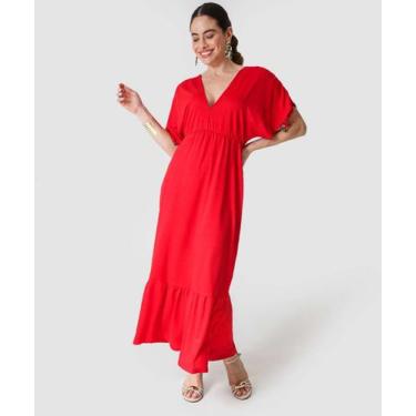 Imagem de Vestido Midi Feminino Cachecour Marisa Vermelho-00066, Vermelho, G