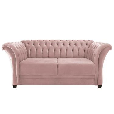 Imagem de Sofá Recamier Divã Chesterfield 185cm Sofia Suede Rose Capitonê- Mabe Magazine