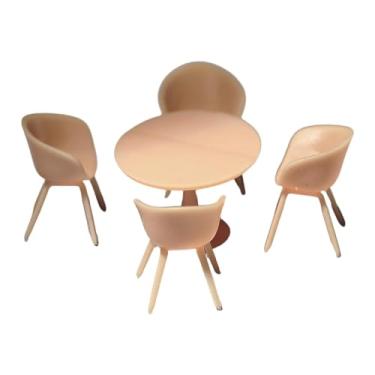 Imagem de menolana Conjunto de mesa e cadeiras em miniatura na escala 1/64, modelo de mobília em miniatura para decoração, conjunto criativo de mesa e cadeiras modernas, Style C