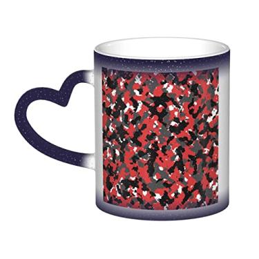Imagem de Camuflagem Divertida Xícara de Café, Magia Sensível ao Calor, Mudança de Cor, Copo de Cerâmica 12 Oz, Para Café/Chá/Leite/Cacau, Para Adolescentes/Aniversário/Festival/Presentes