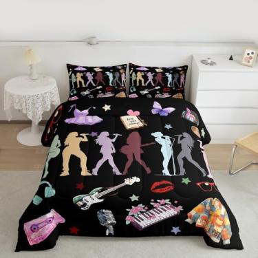 Imagem de Erosebridal Jogo de cama casal com tema musical, cantora, para crianças, meninos, meninas, música, música, estética, presentes, edredom