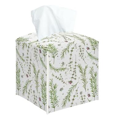 Imagem de Capa quadrada de caixa de lenços de flores silvestres e folhas, suporte decorativo para quarto, banheiro, cozinha, escritório, bancada, organizador de papel facial de couro -26