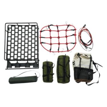 Imagem de MotiveTech Conjunto de Bagagem de Teto em Miniatura para Carro RC, Kit de Acessórios para Bagageiro de Teto com Rede de Malha Impermeável, Bolsas de Bagagem em M, Style B