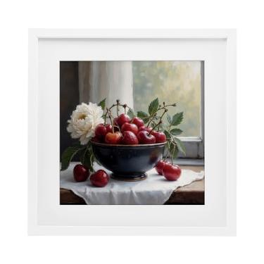 Imagem de Stupell Industries Impressão emoldurada cinza Cherry & Blossom Still Life Under Glass, design por Lettered and Lined, 40 x 40 cm