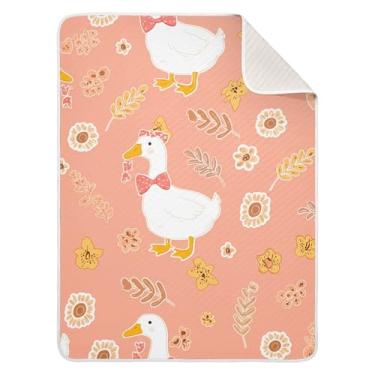Imagem de Burbuja Cobertor de bebê fofo de patos brancos para meninos e meninas, cobertor macio e quente para bebês, cobertor infantil de 76 x 101 cm