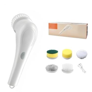 Imagem de Escova De Limpeza Ajustável Janela Banheiro e Cozinha Ferramenta 5 em 1 Recarregável(branco)