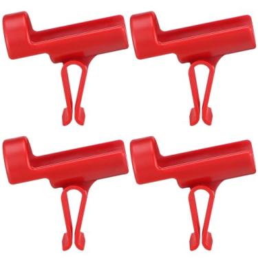 Imagem de Soulchen Pacote com 4 suportes de vara de pesca no gelo de 7 x 6 cm, suporte de vara de pesca de plástico vermelho resistente ao congelamento com ângulo ajustável, serve na maioria dos baldes para