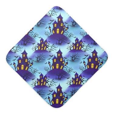 Imagem de Burbuja Haunted Houses Toalha de banho para bebês - Toalha com capuz de musselina macia e absorvente para recém-nascidos, 76 x 76 cm