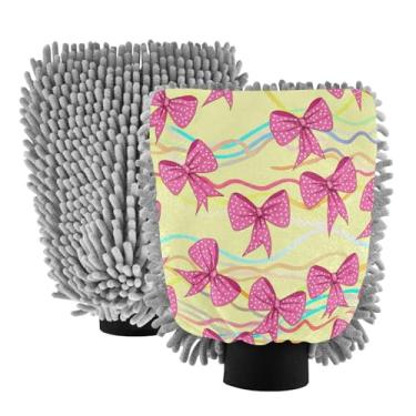 Imagem de STAYTOP Lindas luvas rosa para lavagem de carro, 2 peças, luvas de microfibra de chenille, sem arranhões, panos de esponja de lavagem ultra absorventes para carros, limpeza doméstica - G
