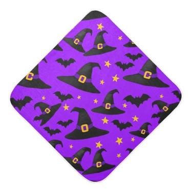 Imagem de Burbuja Black Witch Hats Toalha de banho para bebê - Toalha com capuz de musselina macia e absorvente para recém-nascidos, 76 x 76 cm