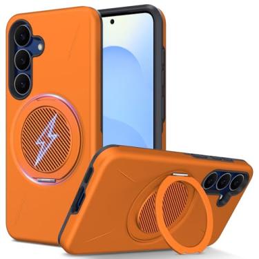 Imagem de DNTMZIN Capa para Samsung Galaxy S25 FE com suporte magnético invisível [proteção militar contra quedas] [compatível com MagSafe] para Galaxy S25 FE laranja 023-S25FE-05