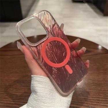 Imagem de Bling Glitter Gradiente Cor Magnética Carregamento Sem Fio para Capa para iPhone 16 15 14 13 12 Pro Max Plus Capa à Prova de Choque, vermelha, para iPhone 14 Plus