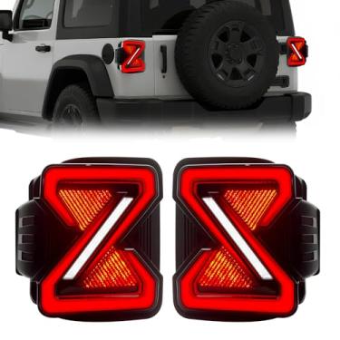 Imagem de Conjunto de luzes traseiras LED para Jeep Wrangler JK JKU 2007 2008 2009 2010 2011 2012 2013 2014 2015 2016 2017 2018 com lâmpada de seta traseira, freio e corrida e luz de ré - lente fumê