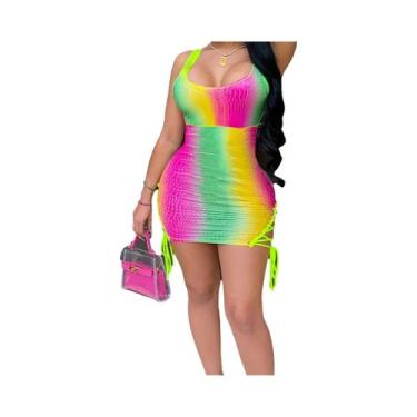 Imagem de Vestido Sexy Justo De Renda Para Mulheres, Detalhe Oco Em Cores Arco-Í