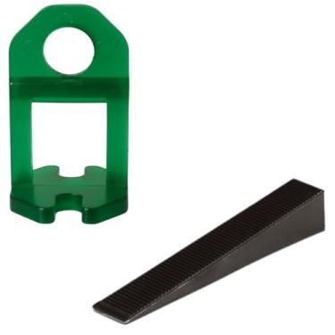 Imagem de Cunha Plástica Preta Para Aplicação em Assentamento Pisos Azulejos 50 un + Nivelador Para Piso Verde 2mm 100 un